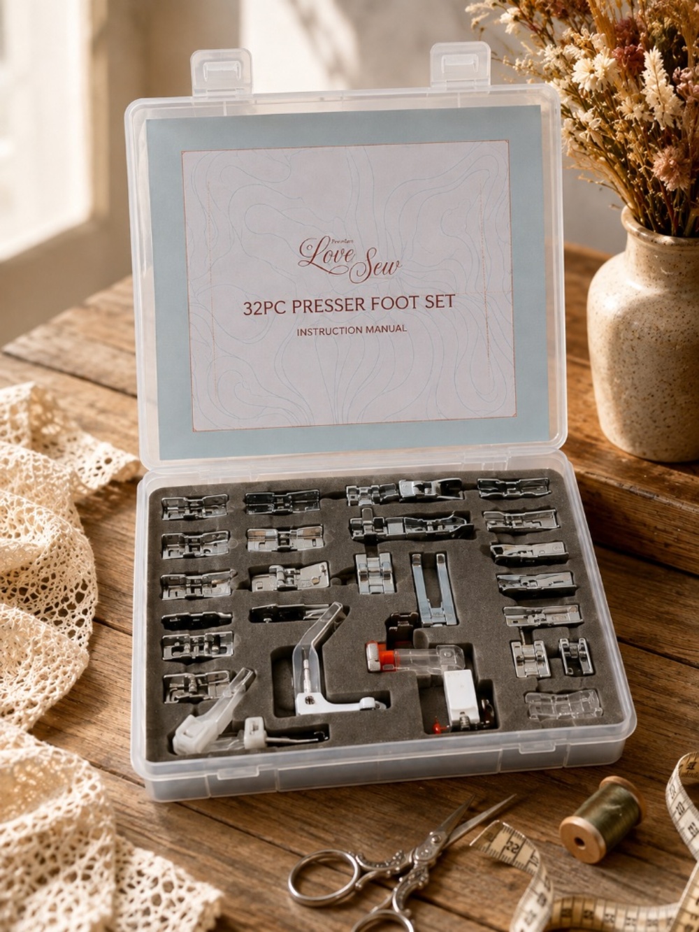 Love Sew 32PC Presser Foot Set Case & Instruction Manual | Quilter Dream